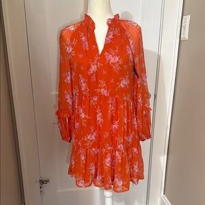 NWT Vince Camuto Vibrant Orange and Pink Dress